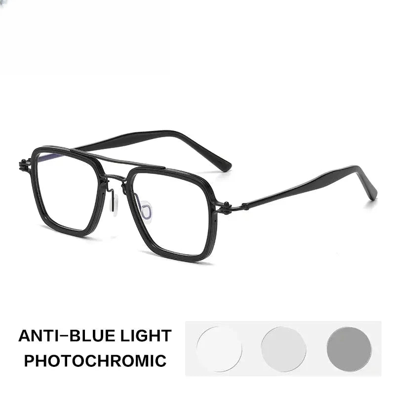 Unisex Square Full Rim Titanium Reading Glasses 58753 — view 6 | Rx Spectacle