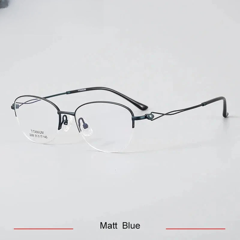 Women's Oval Semi-Rimless Titanium Prescription Glasses 33006 — view 8 | Rx Spectacle