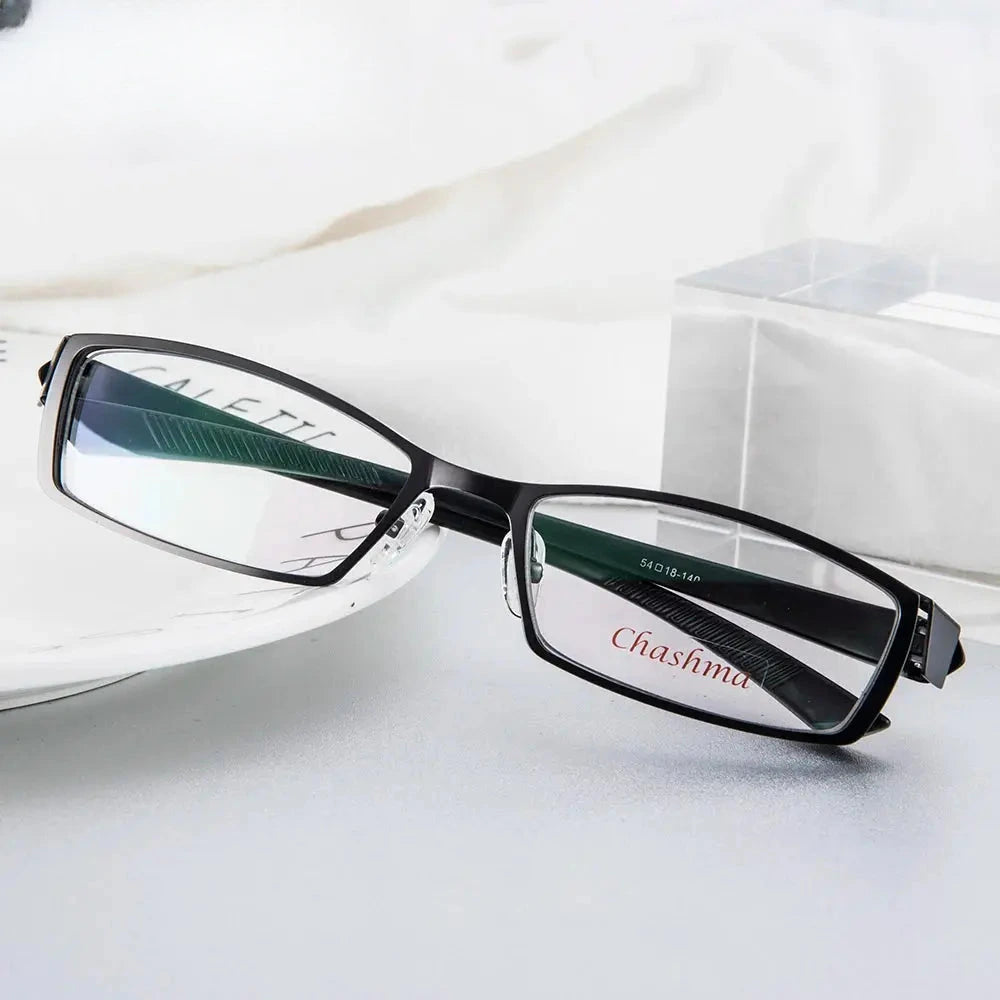 Men's Rectangular Full Rim Titanium Prescription Glasses 58924 — view 3 | Rx Spectacle