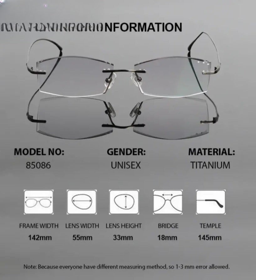 Men's Square Rimless Titanium Prescription Glasses 60744 — view 6 | Rx Spectacle