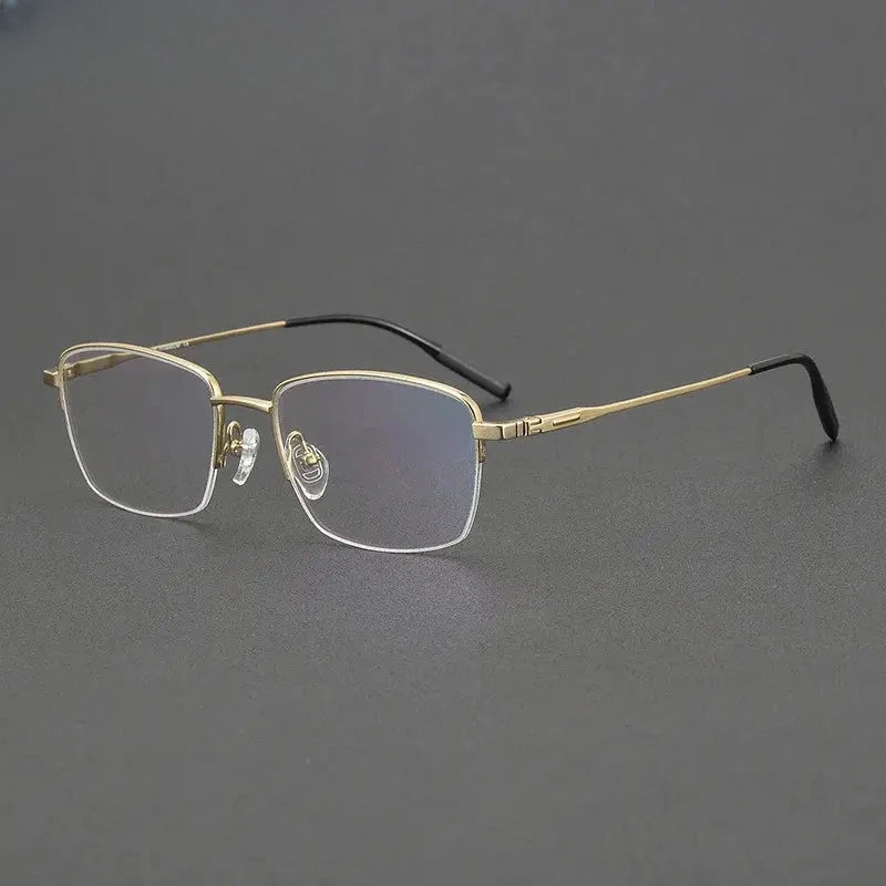 Men's Polygon Semi-Rimless Titanium Prescription Glasses 781055 — view 6 | Rx Spectacle