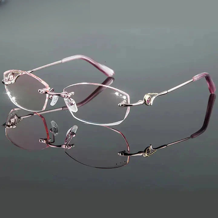 Women's Oval Rimless Titanium Prescription Glasses 778007 — view 4 | Rx Spectacle