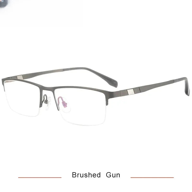 Unisex Square Semi-Rimless Titanium Prescription Glasses 30279 — view 5 | Rx Spectacle