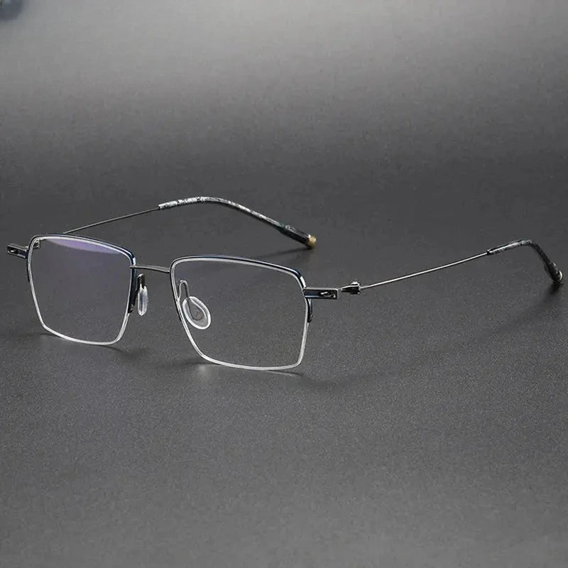 Unisex Polygon Semi-Rimless Titanium Prescription Glasses 202311 — view 8 | Rx Spectacle