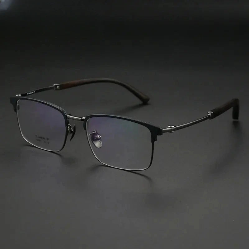Unisex Square Full Rim Titanium Prescription Glasses 402336 — view 6 | Rx Spectacle