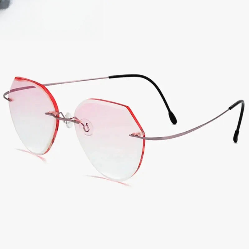 Women's Oval Rimless Titanium Flat Top Prescription Glasses 801876 — view 7 | Rx Spectacle