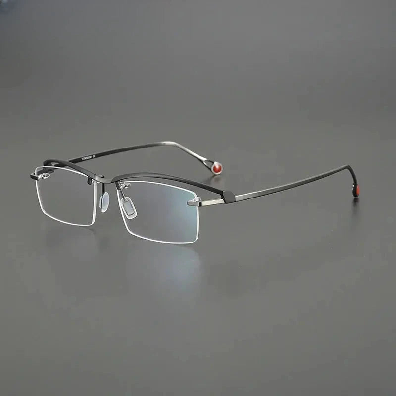 Unisex Browline Semi-Rimless Titanium Prescription Glasses G1525 — view 7 | Rx Spectacle