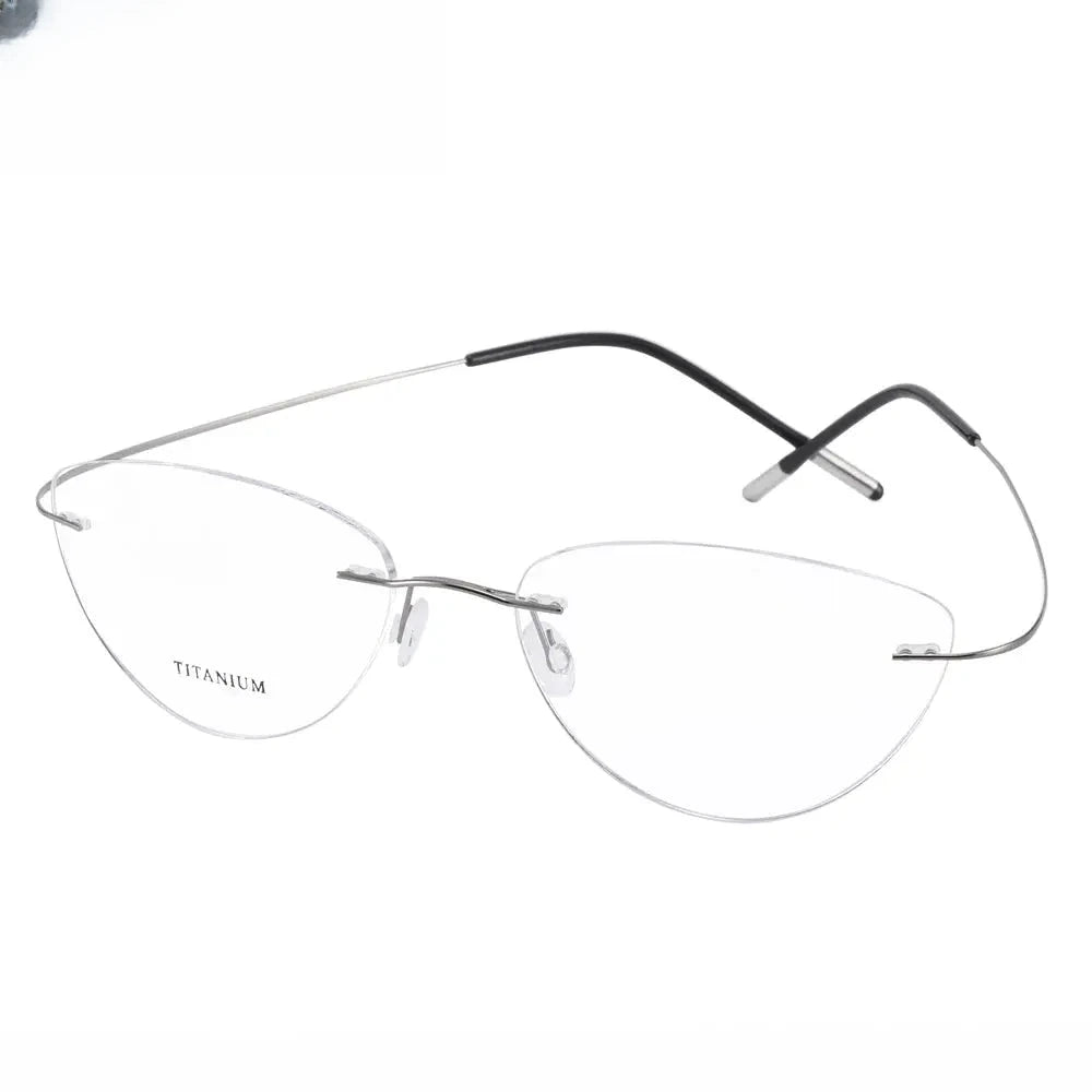Unisex Cat Eye Rimless Titanium Prescription Glasses 720003 — view 10 | Rx Spectacle