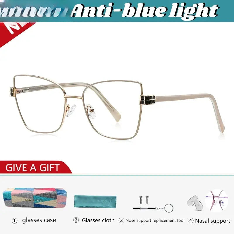 Women's Butterfly Full Rim Alloy Reading Glasses 423141 — view 8 | Rx Spectacle
