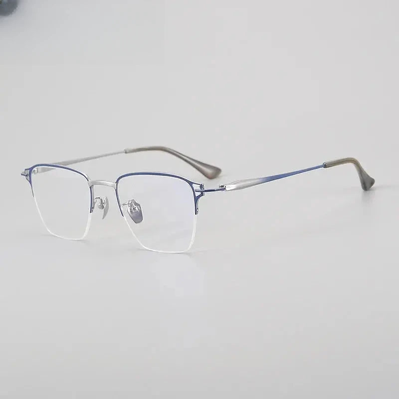Unisex Polygon Semi-Rimless Titanium Oversized Prescription Glasses 881485 — view 7 | Rx Spectacle