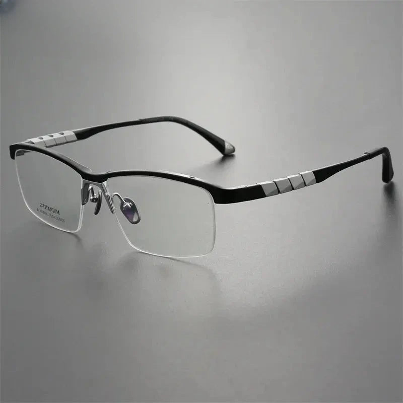 Men's Square Semi-Rimless Titanium Oversized Prescription Glasses 327035 — view 5 | Rx Spectacle