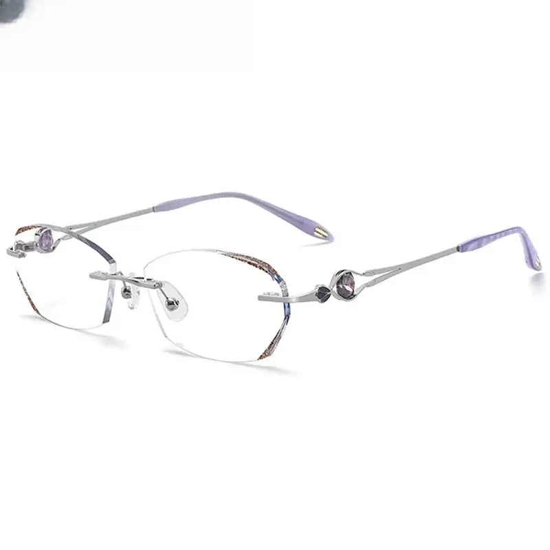 Women's Oval Rimless Titanium Prescription Glasses 52006 — view 5 | Rx Spectacle