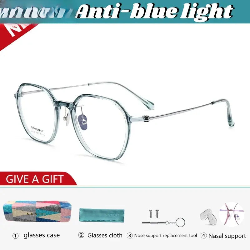 Unisex Polygon Full Rim Titanium Reading Glasses 91063 — view 6 | Rx Spectacle