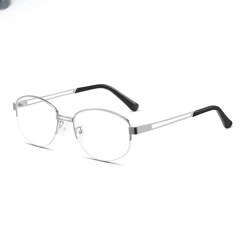 Unisex Oval Semi-Rimless Titanium Prescription Glasses 202406 — view 5 | Rx Spectacle