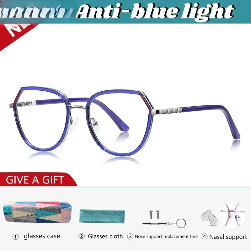 Women's Irregular Full Rim Titanium Reading Glasses 43130 — view 8 | Rx Spectacle