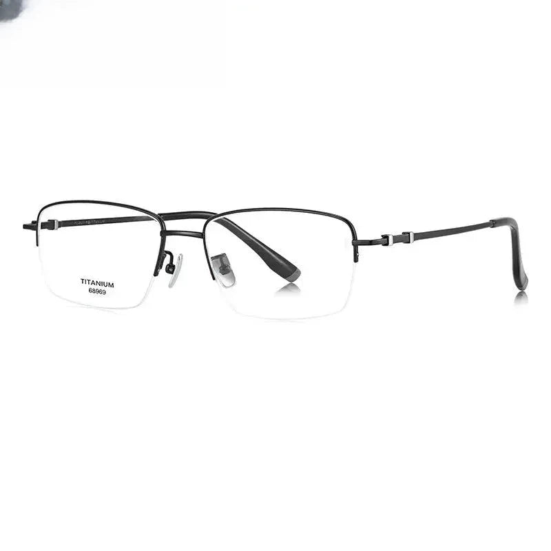 Unisex Square Semi-Rimless Titanium Prescription Glasses 468969 — view 6 | Rx Spectacle