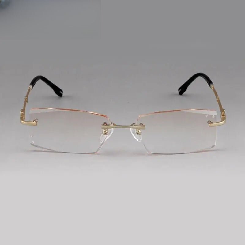 Men's Square Rimless Alloy Prescription Glasses 58128 — view 10 | Rx Spectacle