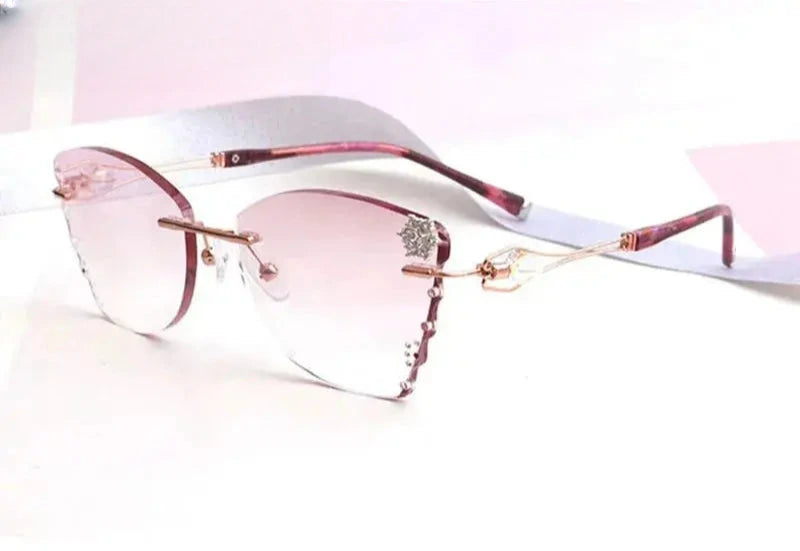 Women's Butterfly Rimless Titanium Prescription Glasses 88032 — view 5 | Rx Spectacle