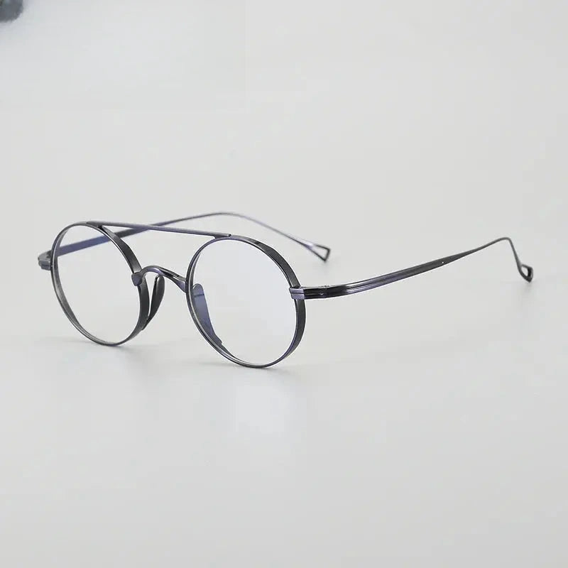 Unisex Round Full Rim Titanium Double Bridge Prescription Glasses J1473 — view 11 | Rx Spectacle