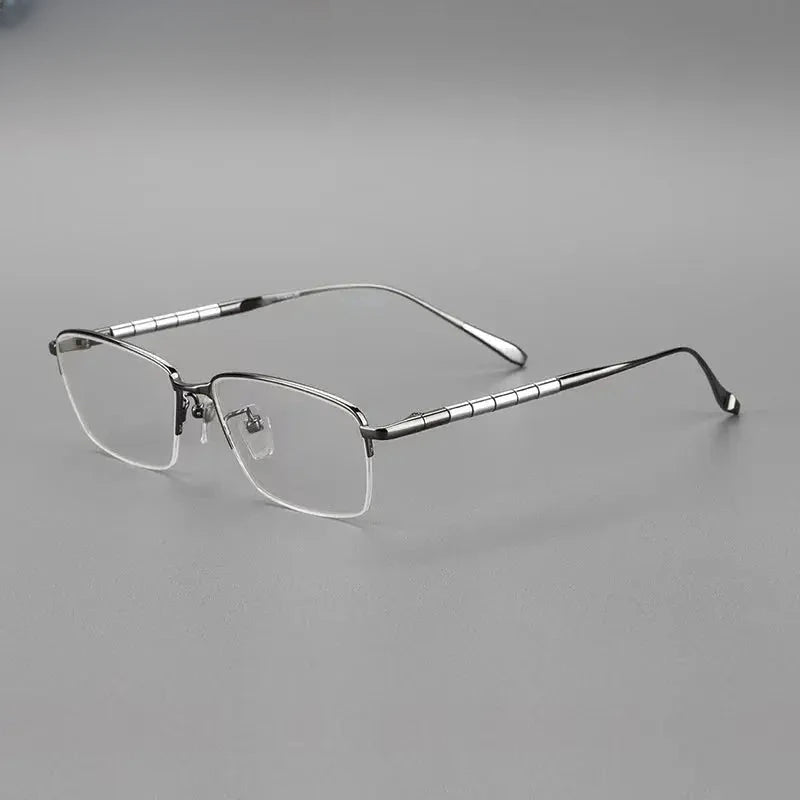 Unisex Square Semi-Rimless Titanium Reading Glasses 97028 — view 5 | Rx Spectacle