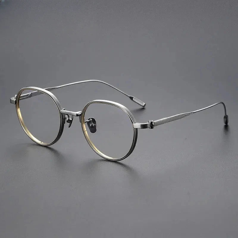 Unisex Round Full Rim Titanium Flat Top Prescription Glasses 581161 — view 6 | Rx Spectacle