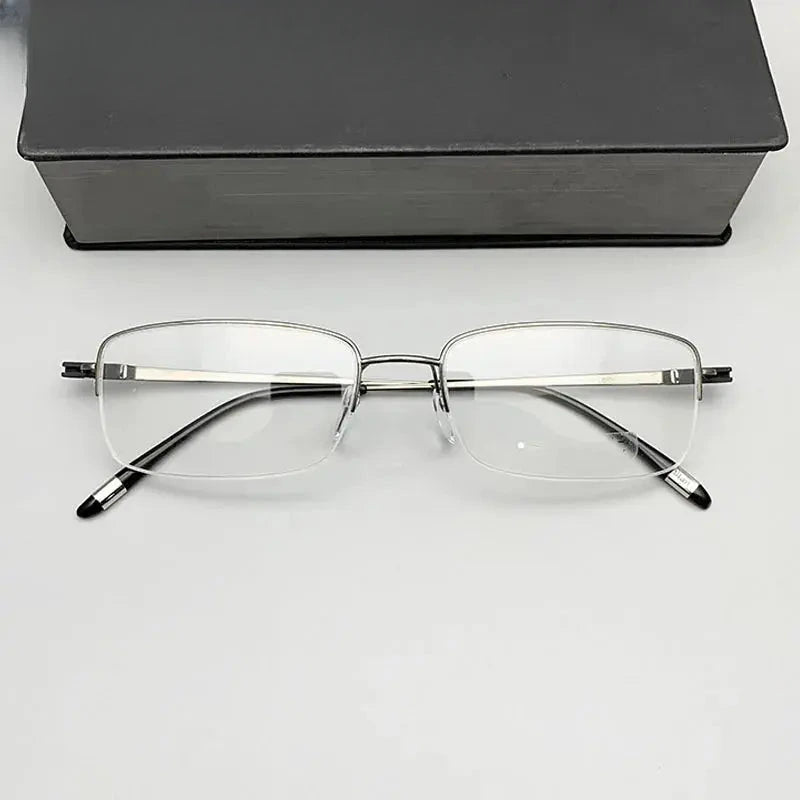 Men's Square Semi-Rimless Titanium Prescription Glasses 9850 — view 6 | Rx Spectacle