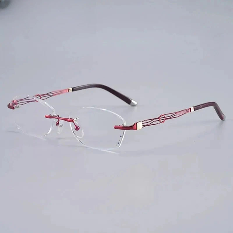Women's Oval Rimless Titanium Prescription Glasses 658072 — view 6 | Rx Spectacle