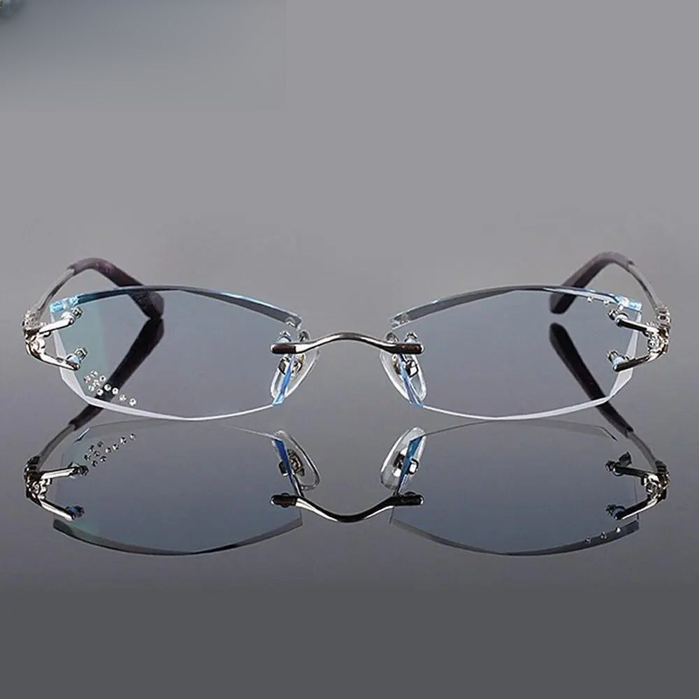 Women's Square Rimless Titanium Prescription Glasses 1006 — view 10 | Rx Spectacle