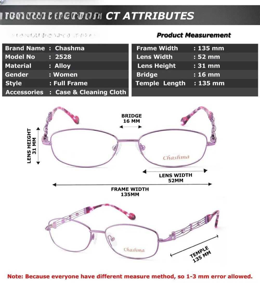 Women's Oval Full Rim Alloy Prescription Glasses 2528 — view 12 | Rx Spectacle