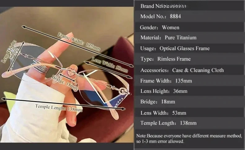 Women's Oval Rimless Titanium Prescription Glasses 318884 — view 2 | Rx Spectacle