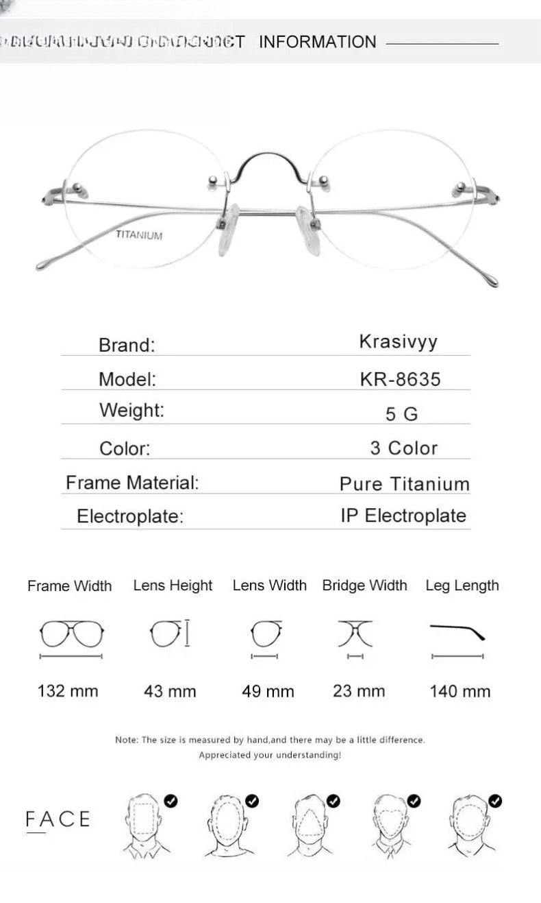 Women's Round Rimless Titanium Prescription Glasses Kr8635 — view 11 | Rx Spectacle