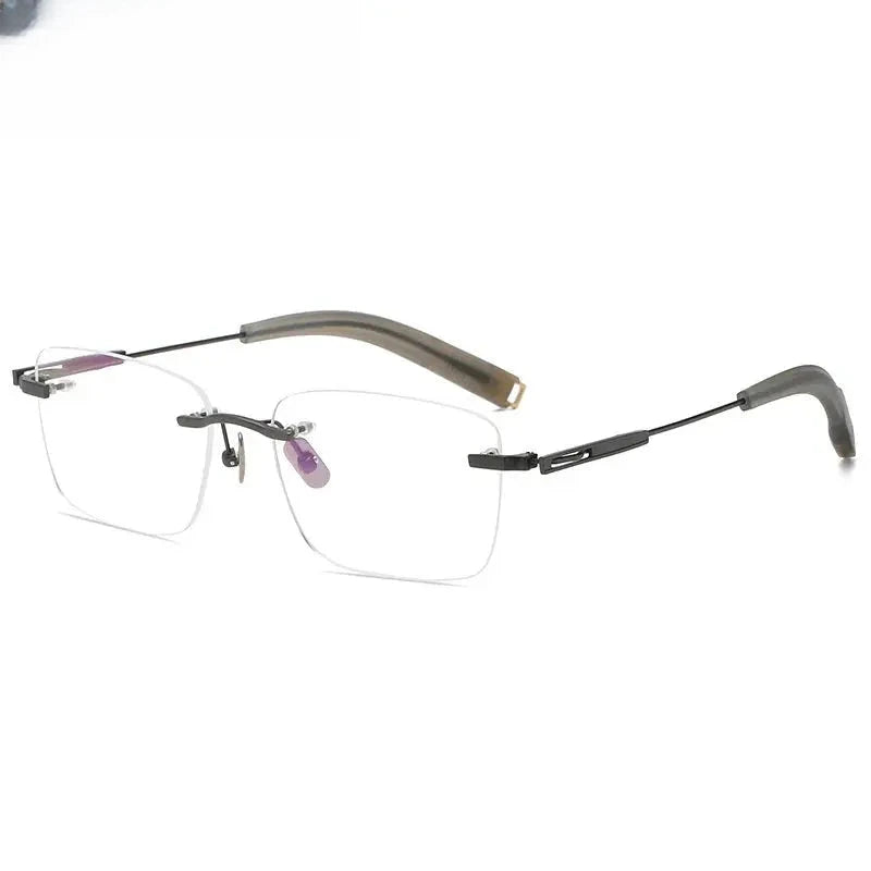 Men's Square Rimless Titanium Prescription Glasses 808146 — view 6 | Rx Spectacle