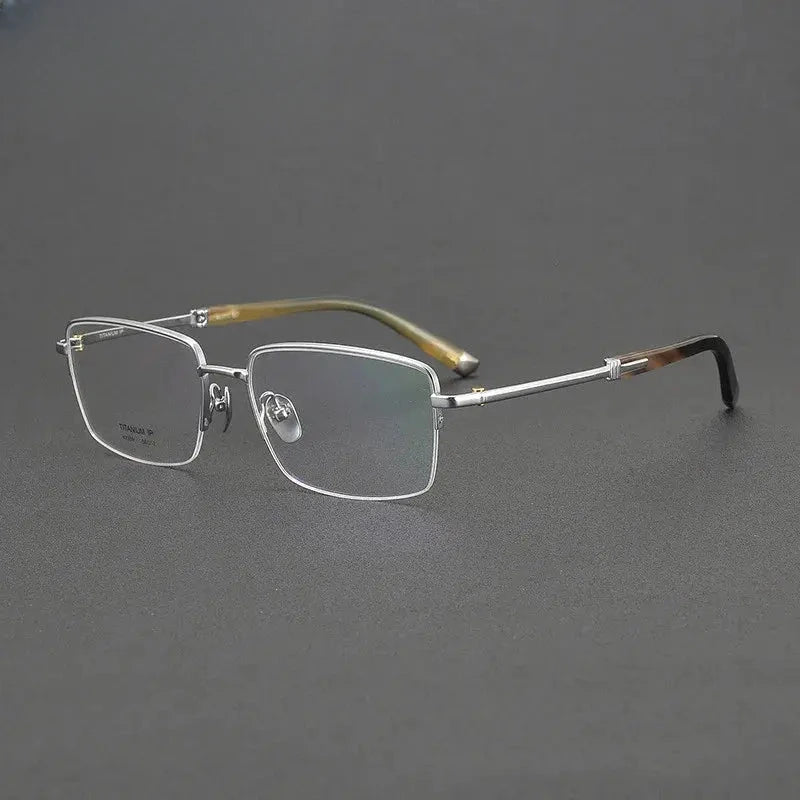 Men's Square Semi-Rimless Titanium Prescription Glasses 72369 — view 6 | Rx Spectacle