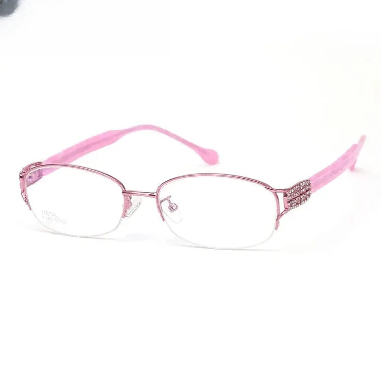 Women's Oval Semi-Rimless Titanium Prescription Glasses 882392 — view 7 | Rx Spectacle