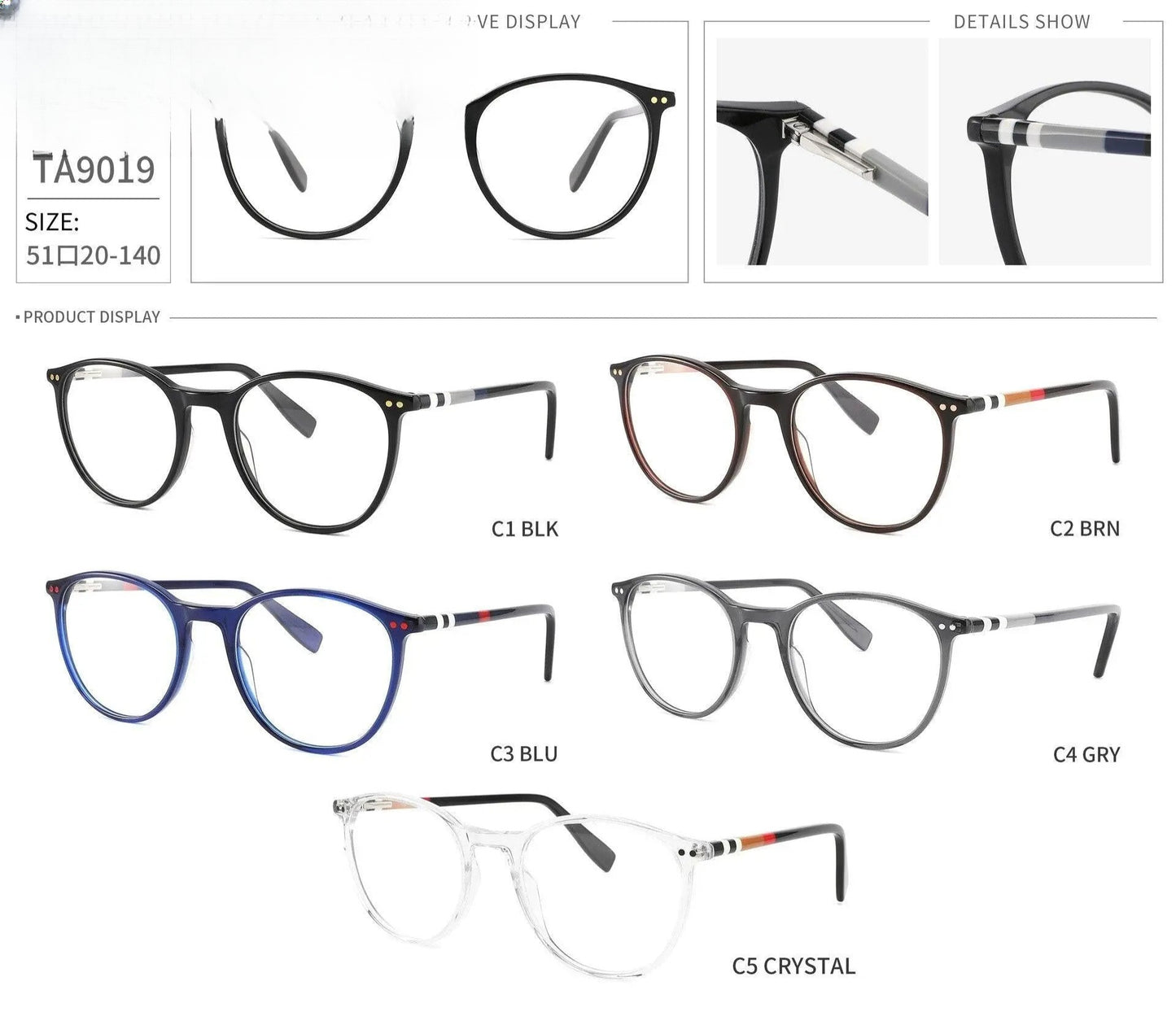 Unisex Round Full Rim Titanium Prescription Glasses 8019 — view 9 | Rx Spectacle