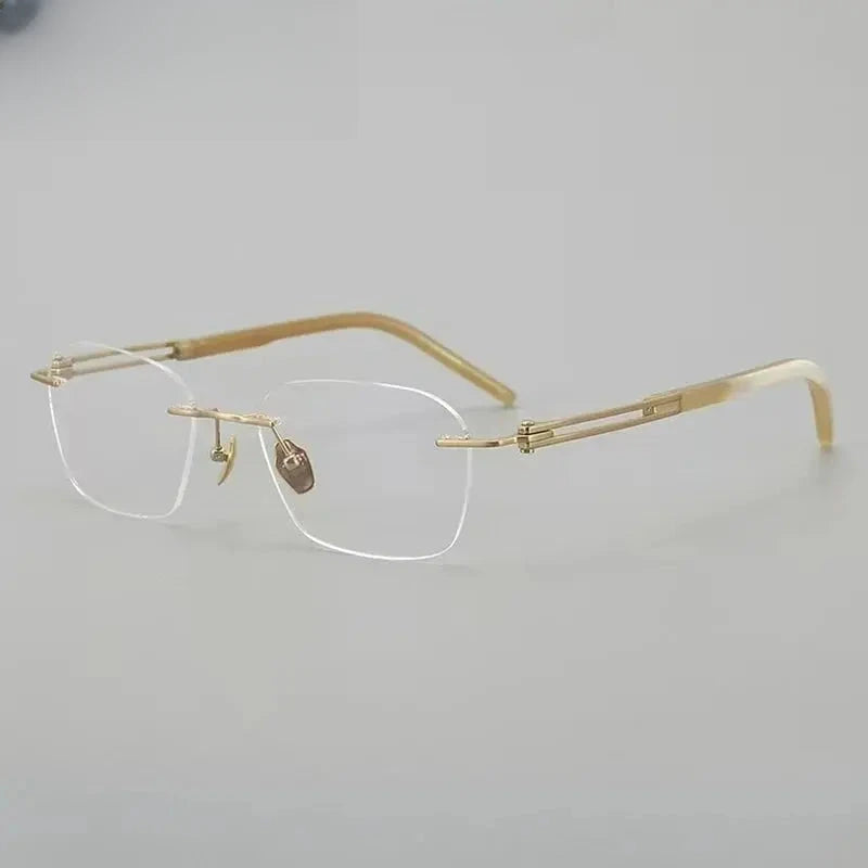Men's Polygon Rimless Titanium Oversized Prescription Glasses 401005 — view 4 | Rx Spectacle