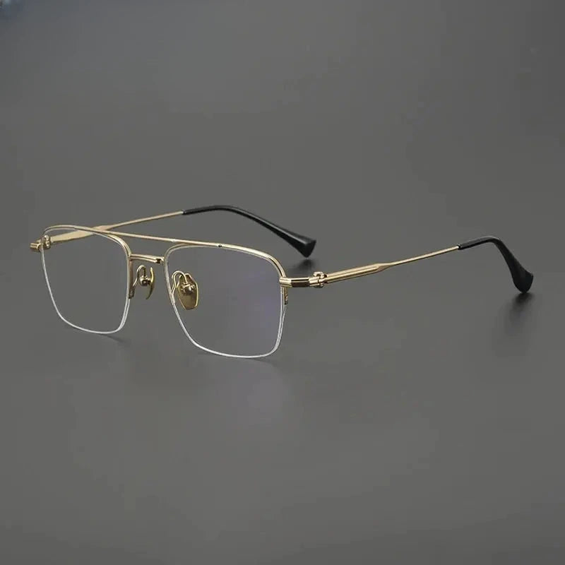 Unisex Square Semi-Rimless Titanium Prescription Glasses G4011 — view 8 | Rx Spectacle