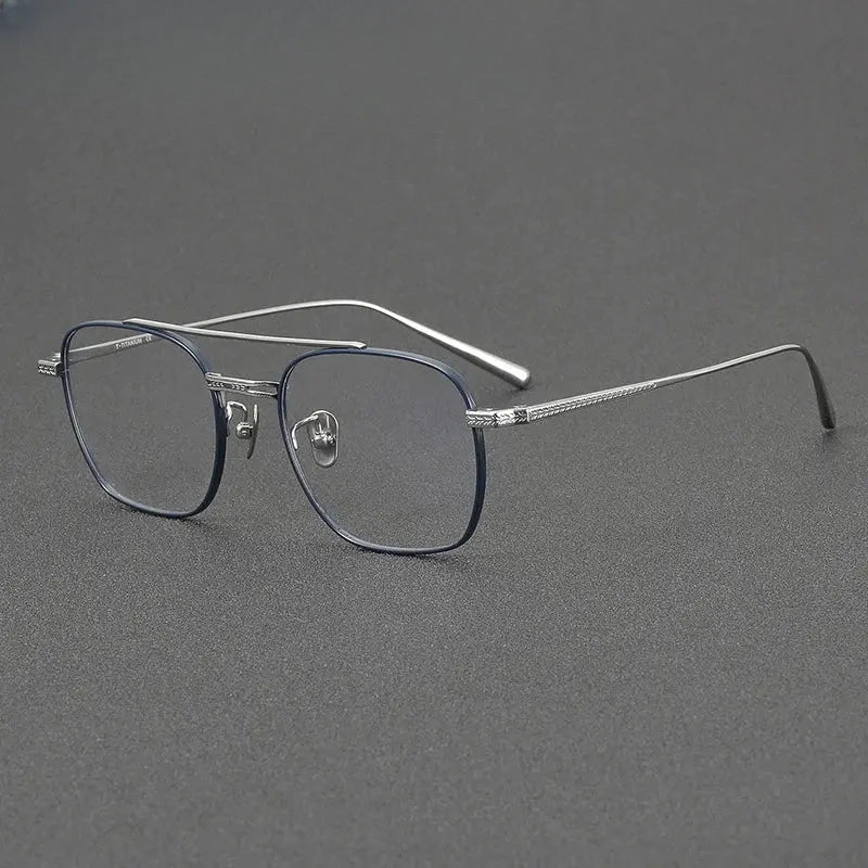 Men's Square Full Rim Titanium Double Bridge Prescription Glasses 777115 — view 7 | Rx Spectacle