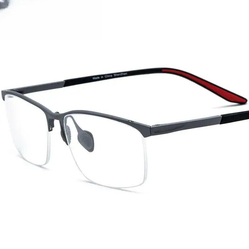 Unisex Browline Semi-Rimless Titanium Prescription Glasses 17301 — view 7 | Rx Spectacle