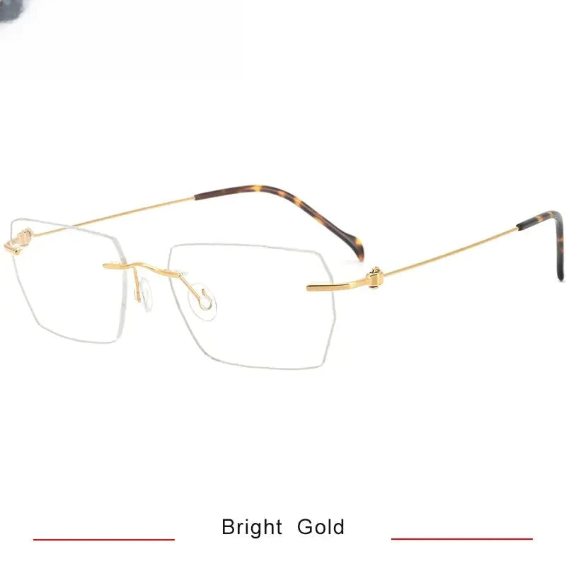 Women's Square Rimless Titanium Screwless Prescription Glasses 35008 — view 5 | Rx Spectacle