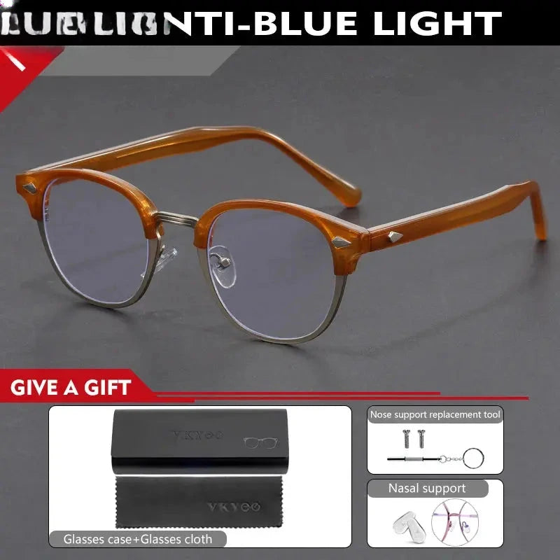Unisex Round Full Rim Titanium Reading Glasses 10306 — view 7 | Rx Spectacle