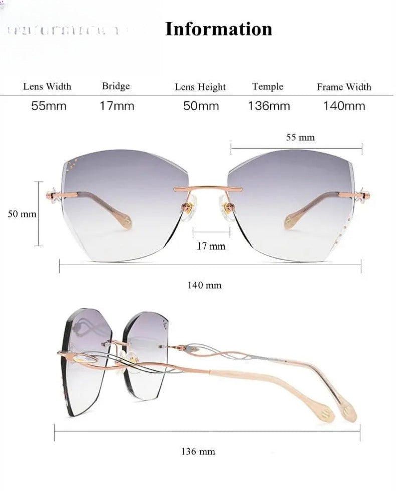 Women's Polygon Rimless Titanium Prescription Glasses 1750 — view 10 | Rx Spectacle