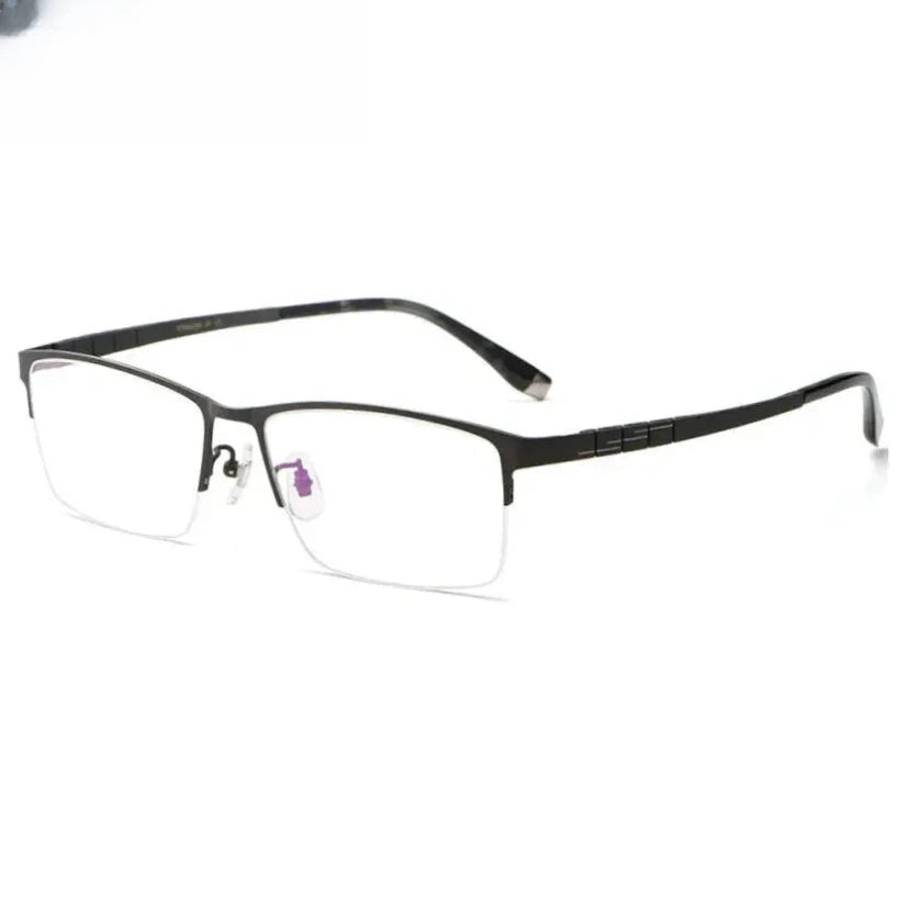 Men's Square Semi-Rimless Titanium Oversized Prescription Glasses 422021 — view 4 | Rx Spectacle
