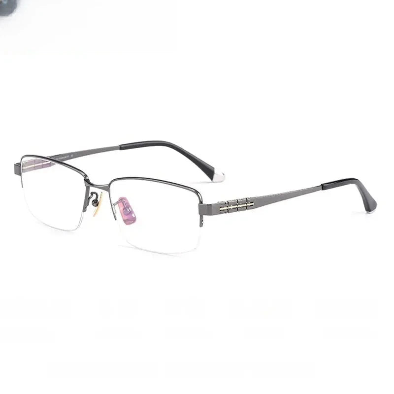 Unisex Square Semi-Rimless Titanium Prescription Glasses 880038 — view 6 | Rx Spectacle