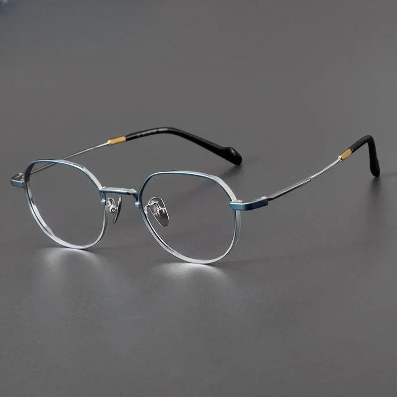 Women's Round Full Rim Titanium Flat Top Prescription Glasses 880066 — view 7 | Rx Spectacle