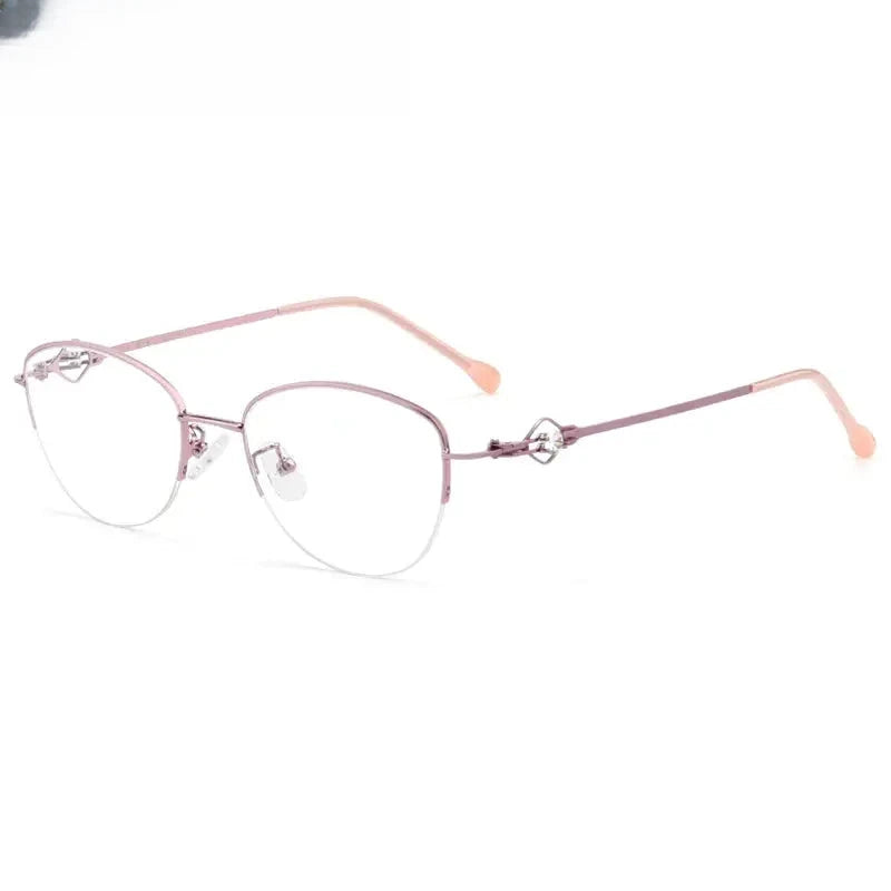 Women's Oval Semi-Rimless Stainless Steel Prescription Glasses 80254 — view 5 | Rx Spectacle