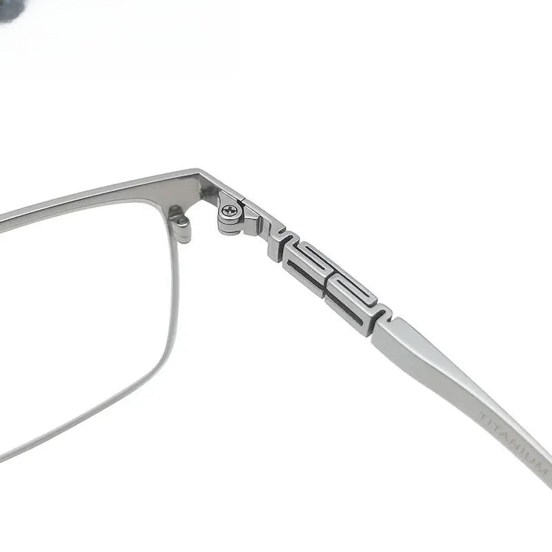Men's Square Semi-Rimless Titanium Prescription Glasses — view 8 | Rx Spectacle