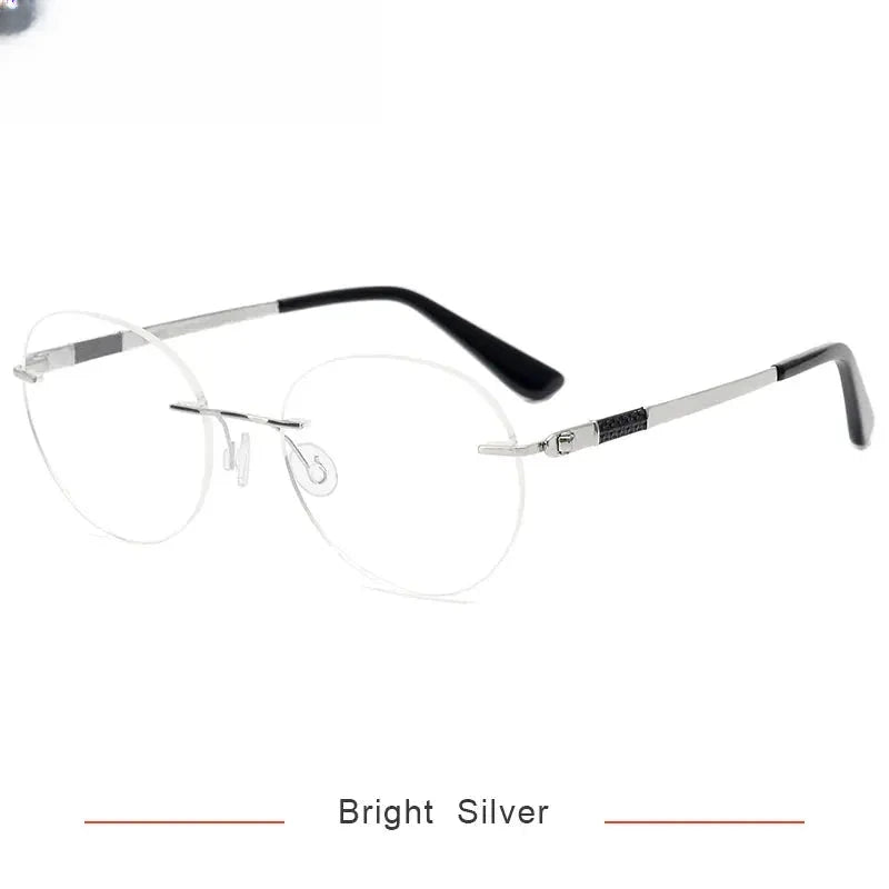 Women's Round Rimless Titanium Flat Top Prescription Glasses 385012 — view 5 | Rx Spectacle