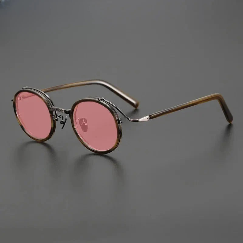 Unisex Round Full Rim Titanium Prescription Glasses Mo12 — view 22 | Rx Spectacle