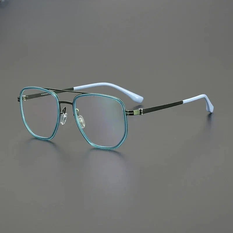 Unisex Square Full Rim Titanium Double Bridge Prescription Glasses 31567 — view 10 | Rx Spectacle